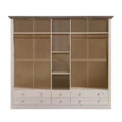 Großhandel 💯 Steens Furniture A/S Steens - Monaco Kleiderschrank 2+3 Glastüren, 4+2 Schubladen - Material: Kiefer - Verarbeitung: White-Wash/Stone 🎁 -Steens Furniture A/S Verkäufe unnamed file 420