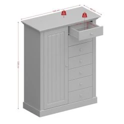 Bester Verkauf 🎉 Steens Furniture A/S Steens - Monaco Hochkommode 7 Schubladen, 1 Tür - Material: Kiefer - Verarbeitung: White-Wash/Stone 🛒 -Steens Furniture A/S Verkäufe unnamed file 433