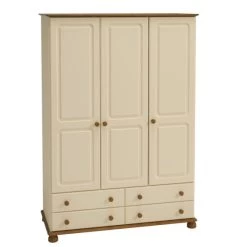 Schlussverkauf 🛒 Steens Furniture A/S Steens - Richmond Kleiderschrank 3 Türen Und 4 Schubladen - Material: Kiefer/MDF - Verarbeitung: Verarbeitung: Creme/braun Gebeizt - H X B X T - 185,1 X 129,4 X 57 Cm 😀