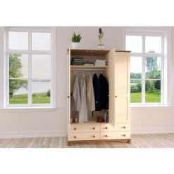 Schlussverkauf 🛒 Steens Furniture A/S Steens - Richmond Kleiderschrank 3 Türen Und 4 Schubladen - Material: Kiefer/MDF - Verarbeitung: Verarbeitung: Creme/braun Gebeizt - H X B X T - 185,1 X 129,4 X 57 Cm 😀 -Steens Furniture A/S Verkäufe unnamed file 608