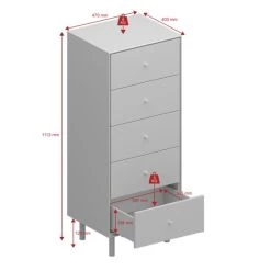 Neu 🤩 Steens Furniture A/S Steens - Maga Kommode Mit 5 Schubladen- Material: MDF - Verarbeitung: Schwarz- H X B X T - 111 X 47 X 40 Cm 🔔 -Steens Furniture A/S Verkäufe unnamed file 849